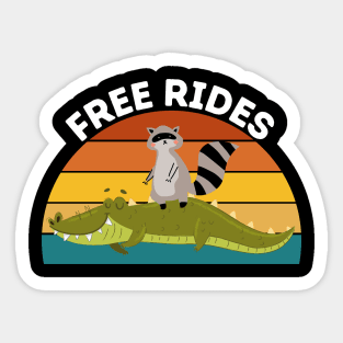 Raccoon Riding a Crocodile Sticker